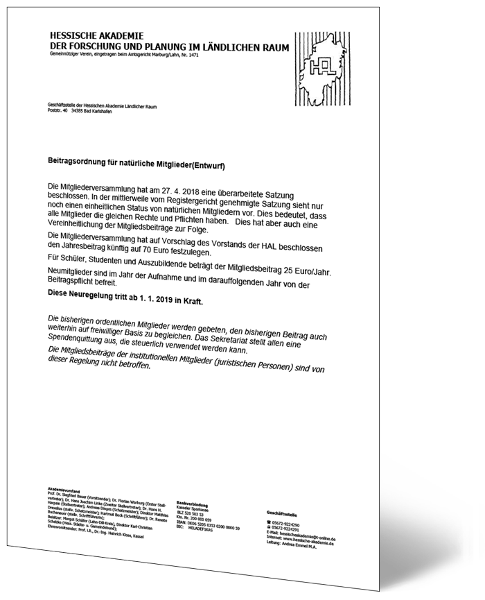 Beitragsordnung Hessische Akademie